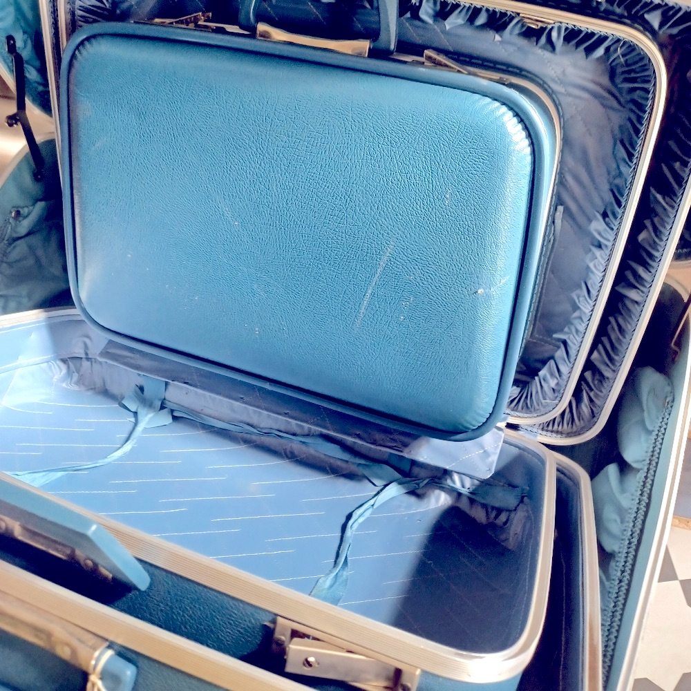 Orig Vtg 1960s Monarch Bags Complete 5pc Luggage Set